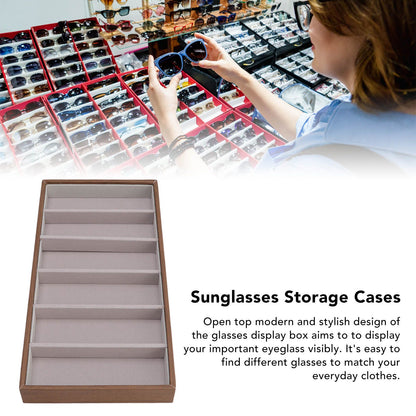 Eyeglass Display Organizer Wood Grain 6 Compartments Glasses Display Tray Sunglasses Storage Cases V1294-YM3117220229011-0421