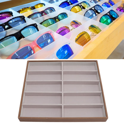 Sunglasses Display Tray PU Wood Grain Sunglasses Storage Case for Home Glasses Store 10 Grids V1294-YM3117220229111-0421