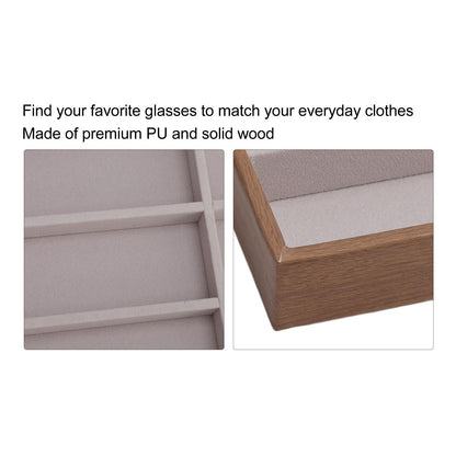 Sunglasses Display Tray PU Wood Grain Sunglasses Storage Case for Home Glasses Store 10 Grids V1294-YM3117220229111-0421