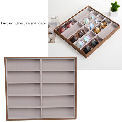 Sunglasses Display Tray PU Wood Grain Sunglasses Storage Case for Home Glasses Store 10 Grids V1294-YM3117220229111-0421