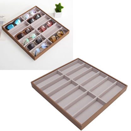 Sunglasses Display Tray PU Wood Grain Sunglasses Storage Case for Home Glasses Store 12 Grids V1294-YM3117220229112-0421