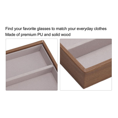 Sunglasses Display Tray PU Wood Grain Sunglasses Storage Case for Home Glasses Store 12 Grids V1294-YM3117220229112-0421