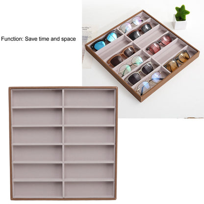 Sunglasses Display Tray PU Wood Grain Sunglasses Storage Case for Home Glasses Store 12 Grids V1294-YM3117220229112-0421