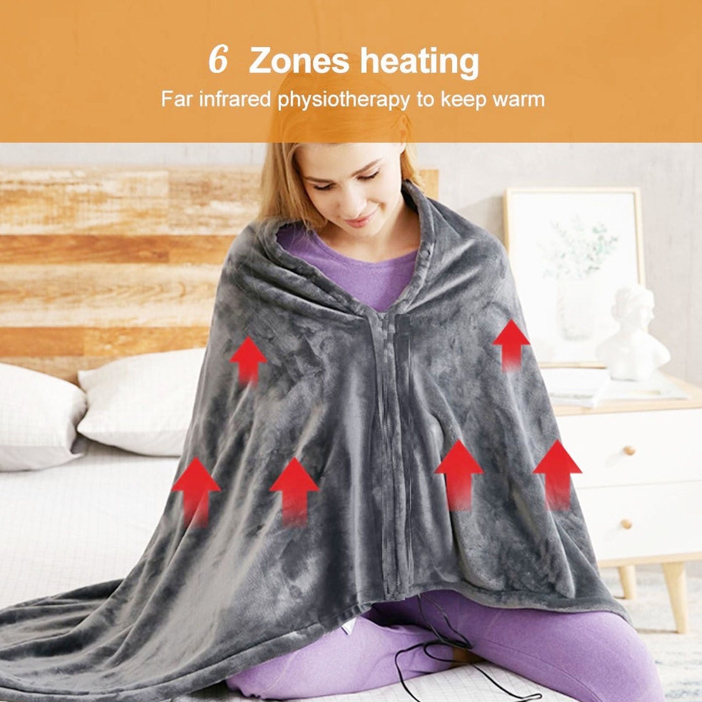 USB Heated Warm Shawl Lightweight Coral Flannel Electric Shoulder Blanket for Winter Light Gray V1294-YM3117220229711-0421