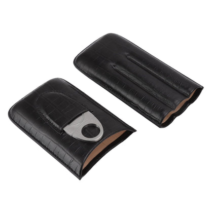 Cigar Leather Case Travel Portable 3pcs Cigar Holder Cigar Humidor with Cutter Set Black with Bamboo Joint V1294-YM3117220230411-0421