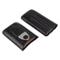 Cigar Leather Case Travel Portable 3pcs Cigar Holder Cigar Humidor with Cutter Set Black with Bamboo Joint V1294-YM3117220230411-0421
