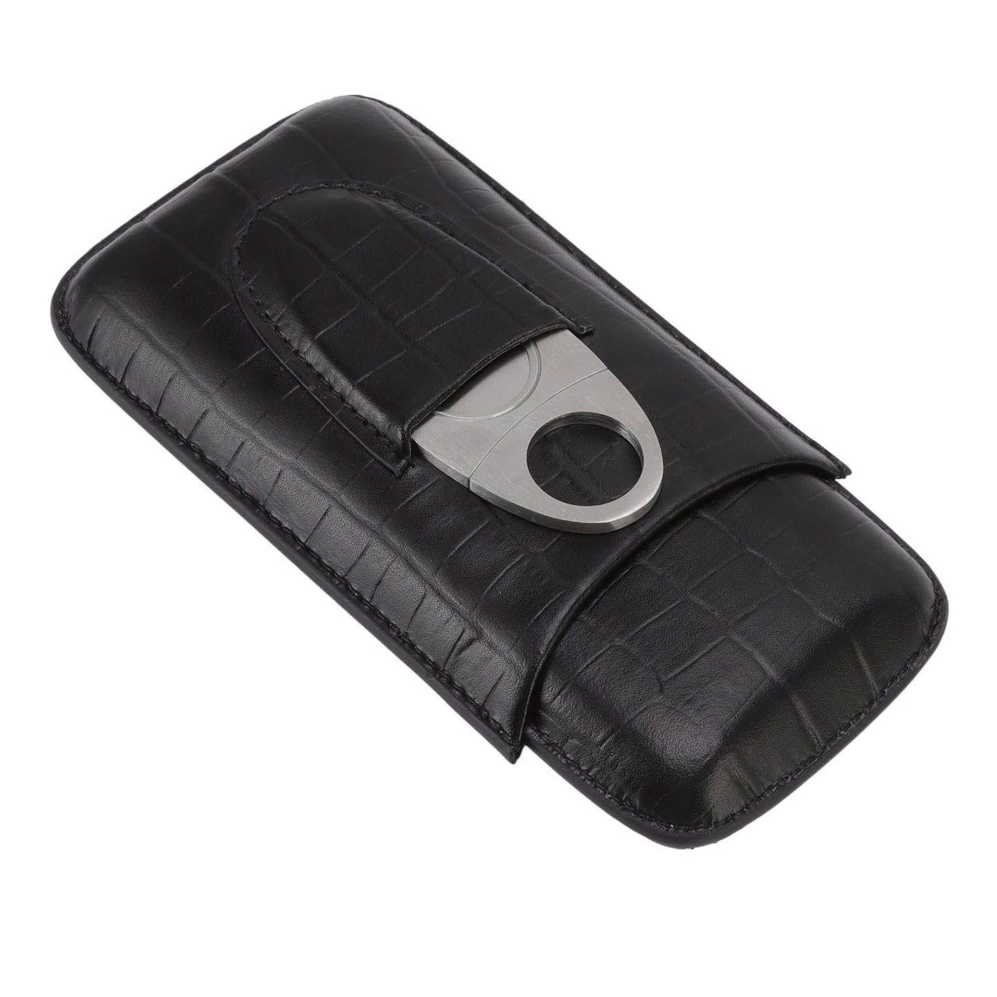 Cigar Leather Case Travel Portable 3pcs Cigar Holder Cigar Humidor with Cutter Set Black with Bamboo Joint V1294-YM3117220230411-0421
