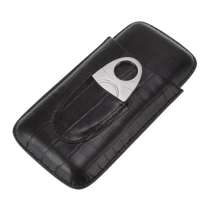 Cigar Leather Case Travel Portable 3pcs Cigar Holder Cigar Humidor with Cutter Set Black with Bamboo Joint V1294-YM3117220230411-0421