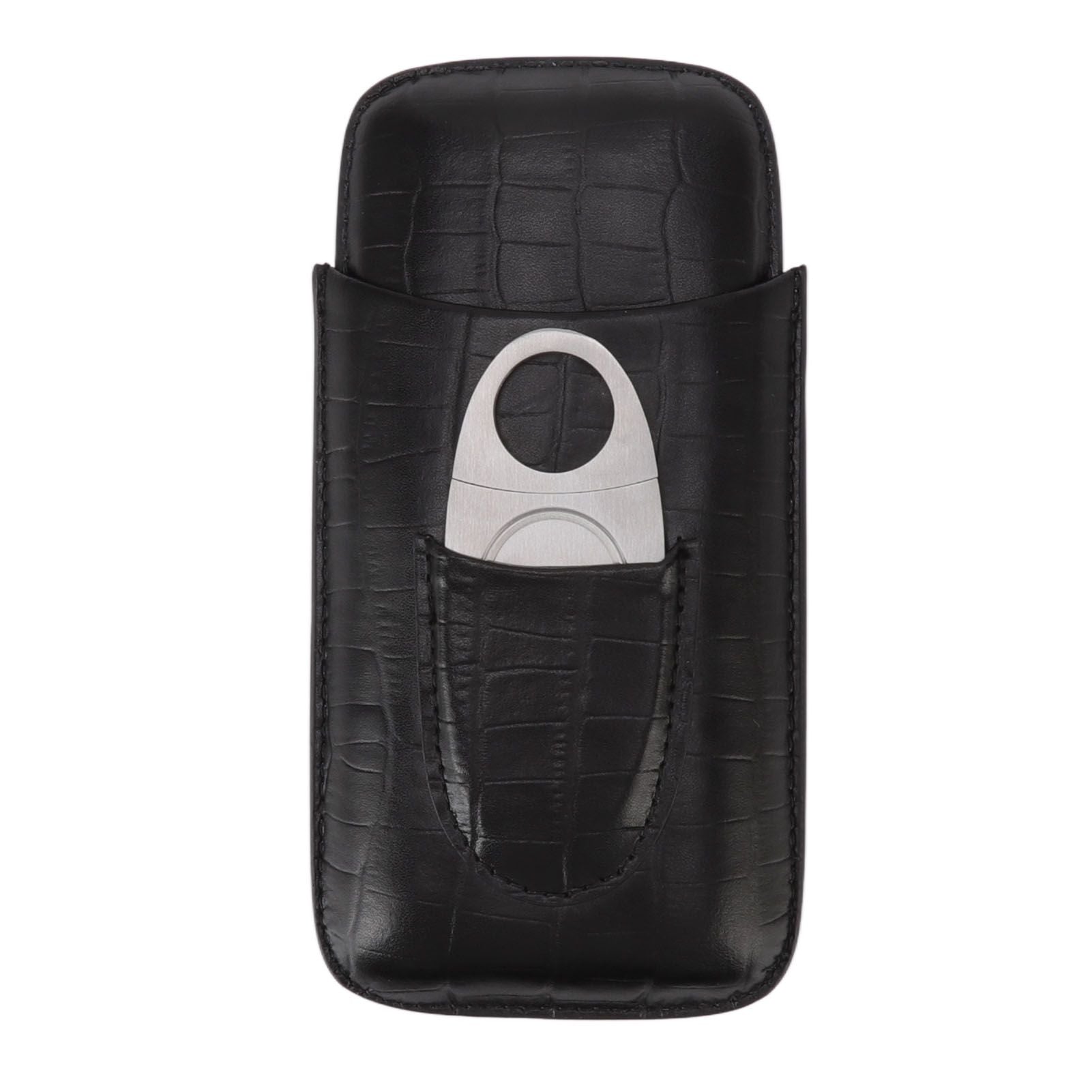 Cigar Leather Case Travel Portable 3pcs Cigar Holder Cigar Humidor with Cutter Set Black with Bamboo Joint V1294-YM3117220230411-0421