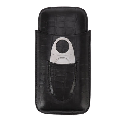 Cigar Leather Case Travel Portable 3pcs Cigar Holder Cigar Humidor with Cutter Set Black with Bamboo Joint V1294-YM3117220230411-0421