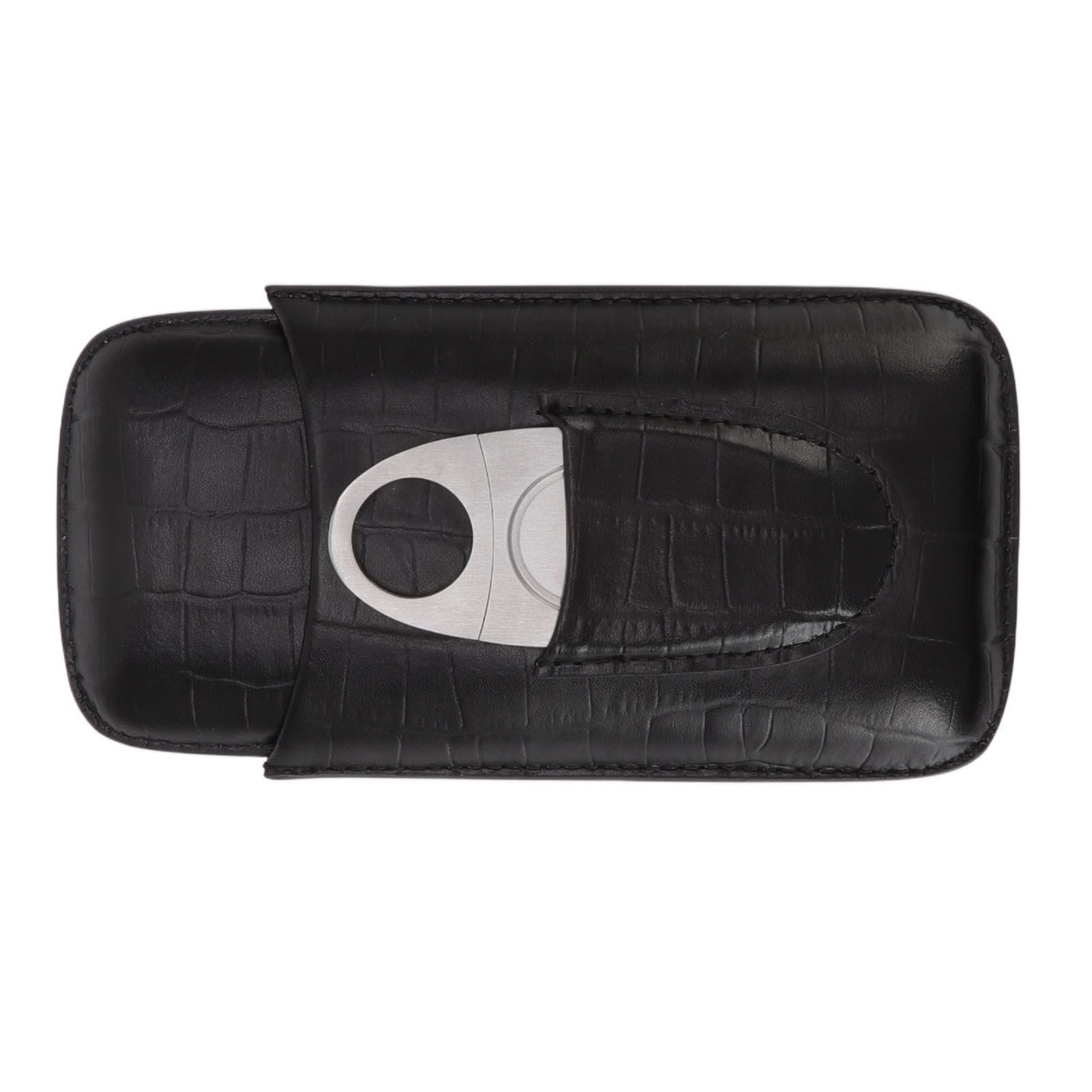 Cigar Leather Case Travel Portable 3pcs Cigar Holder Cigar Humidor with Cutter Set Black with Bamboo Joint V1294-YM3117220230411-0421