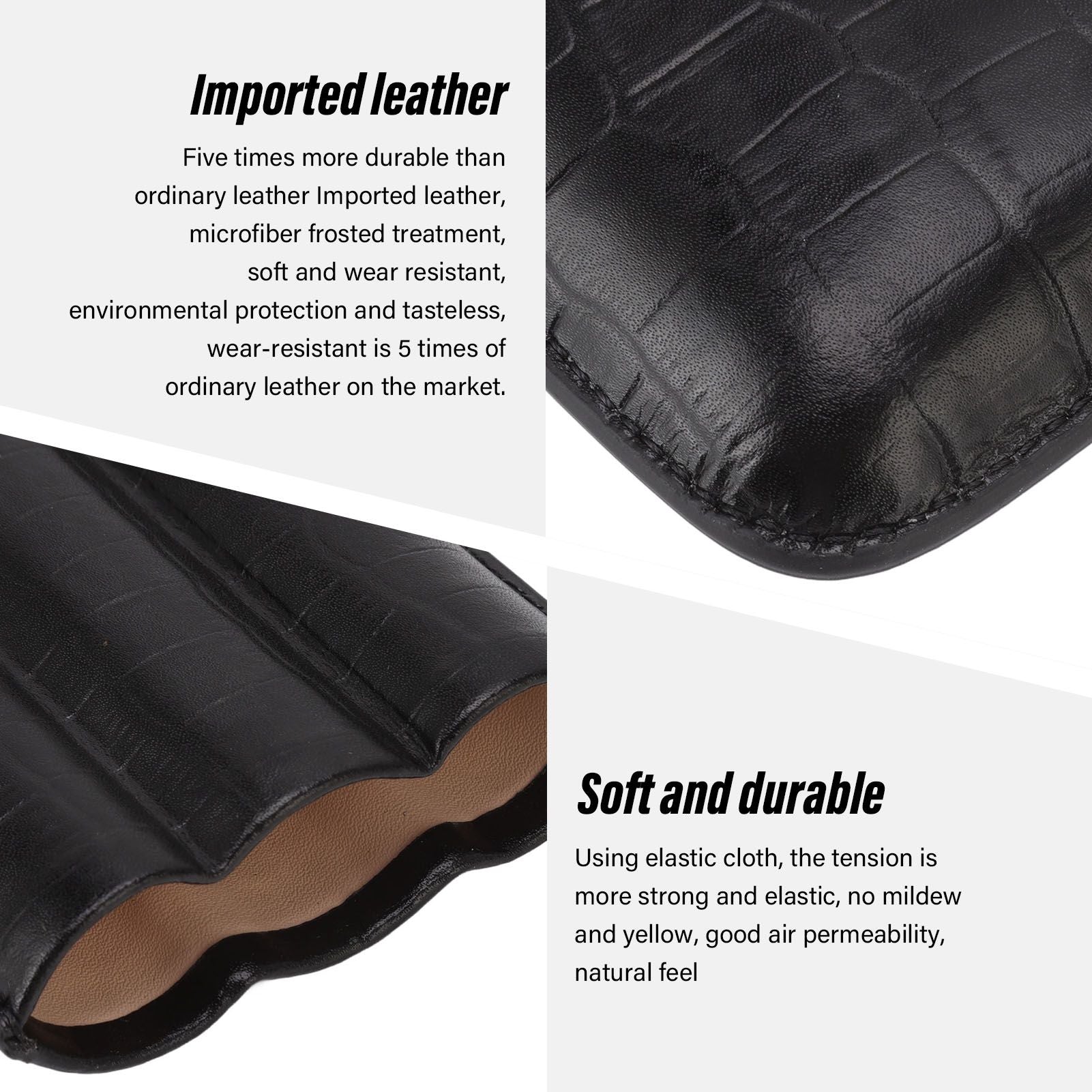 Cigar Leather Case Travel Portable 3pcs Cigar Holder Cigar Humidor with Cutter Set Black with Bamboo Joint V1294-YM3117220230411-0421
