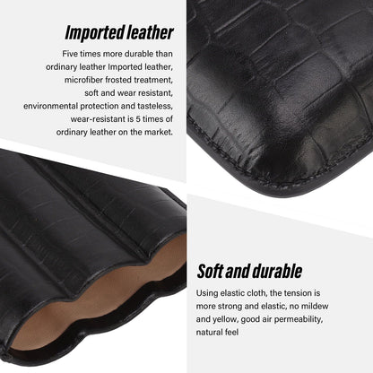 Cigar Leather Case Travel Portable 3pcs Cigar Holder Cigar Humidor with Cutter Set Black with Bamboo Joint V1294-YM3117220230411-0421