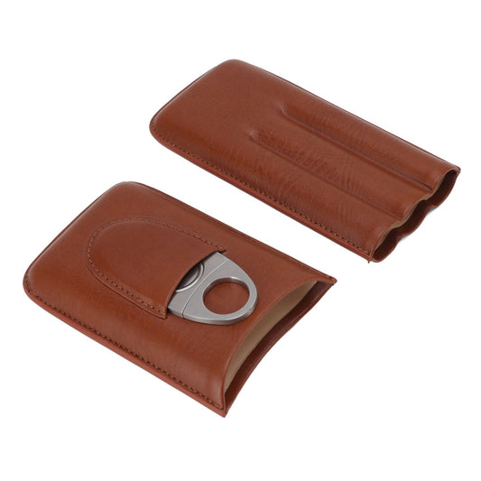 Portable Cigar Leather Case High Grade Leather Travel Portable Cigar Travel Bag Holder with Scissor Brown V1294-YM3117220230711-0421