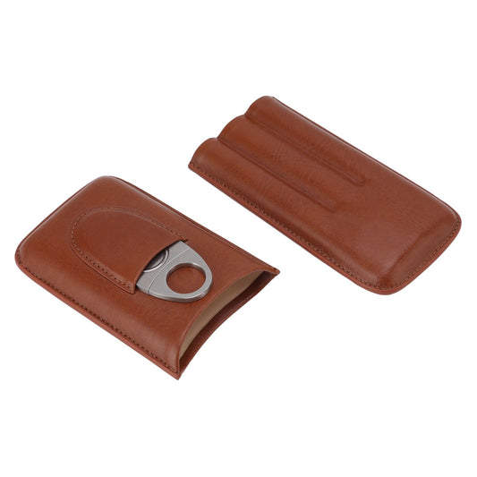 Portable Cigar Leather Case High Grade Leather Travel Portable Cigar Travel Bag Holder with Scissor Brown V1294-YM3117220230711-0421