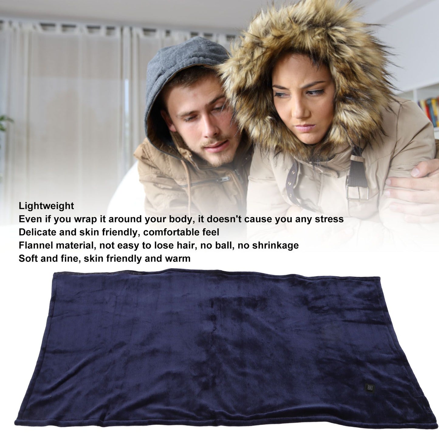USB Heating Blanket Thermal Electric Heated Shawl Blanket Temperature Controlled Blanket Royalblue V1294-YM3117220231712-0421