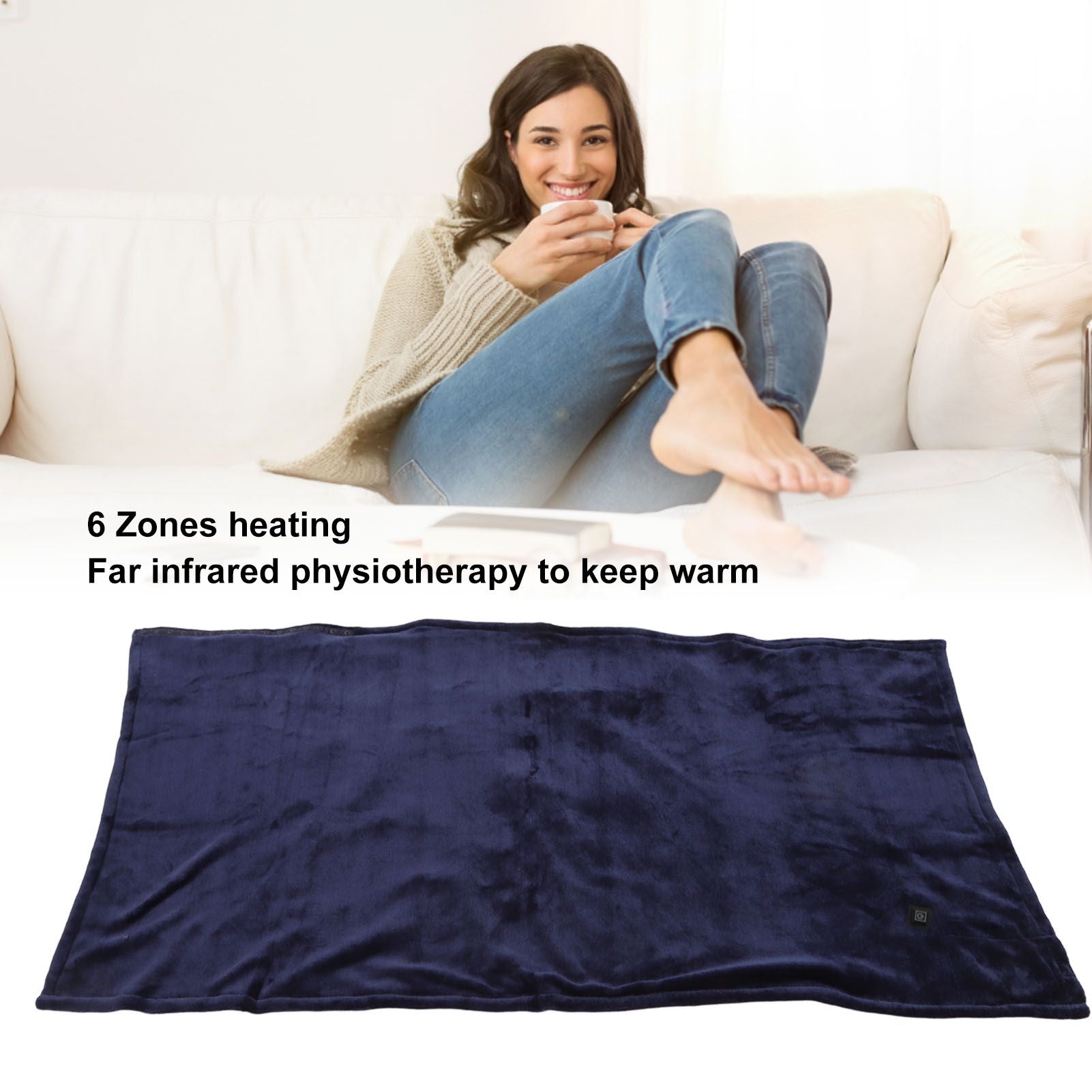 USB Heating Blanket Thermal Electric Heated Shawl Blanket Temperature Controlled Blanket Royalblue V1294-YM3117220231712-0421