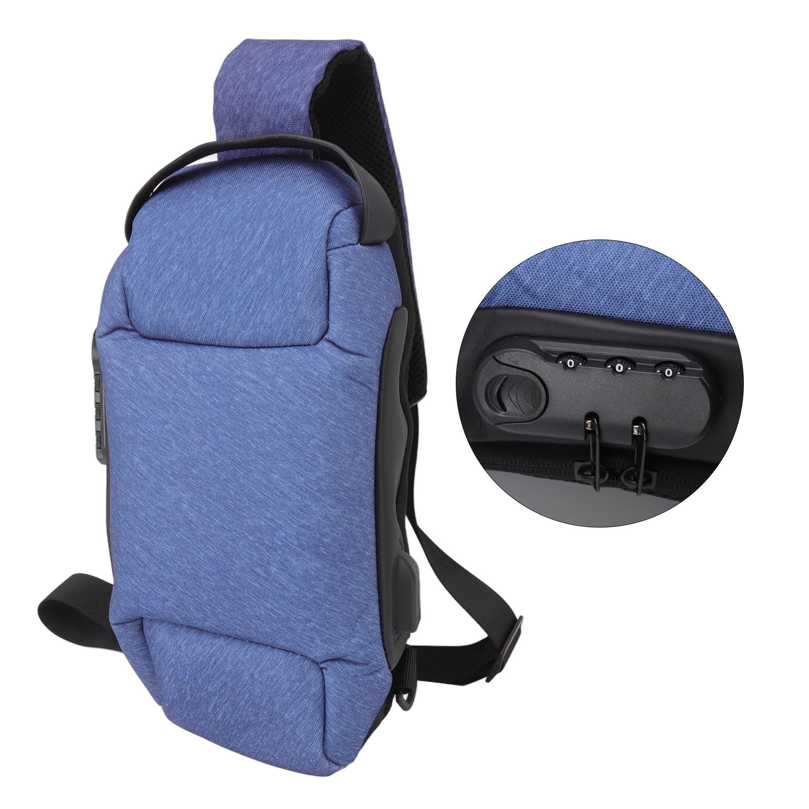 Sling Bag Waterproof Anti Theft with Combination Lock Anti Scratch Sports Single Shoulder Chest Bag Blue V1294-YM3117220231812-0421