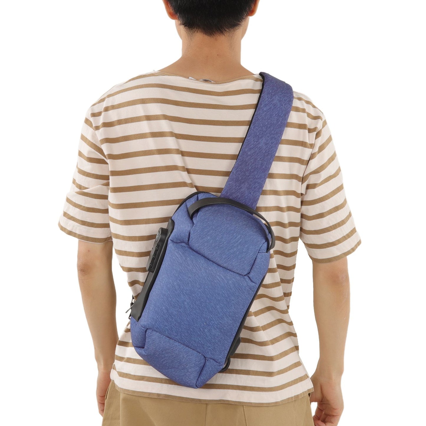 Sling Bag Waterproof Anti Theft with Combination Lock Anti Scratch Sports Single Shoulder Chest Bag Blue V1294-YM3117220231812-0421