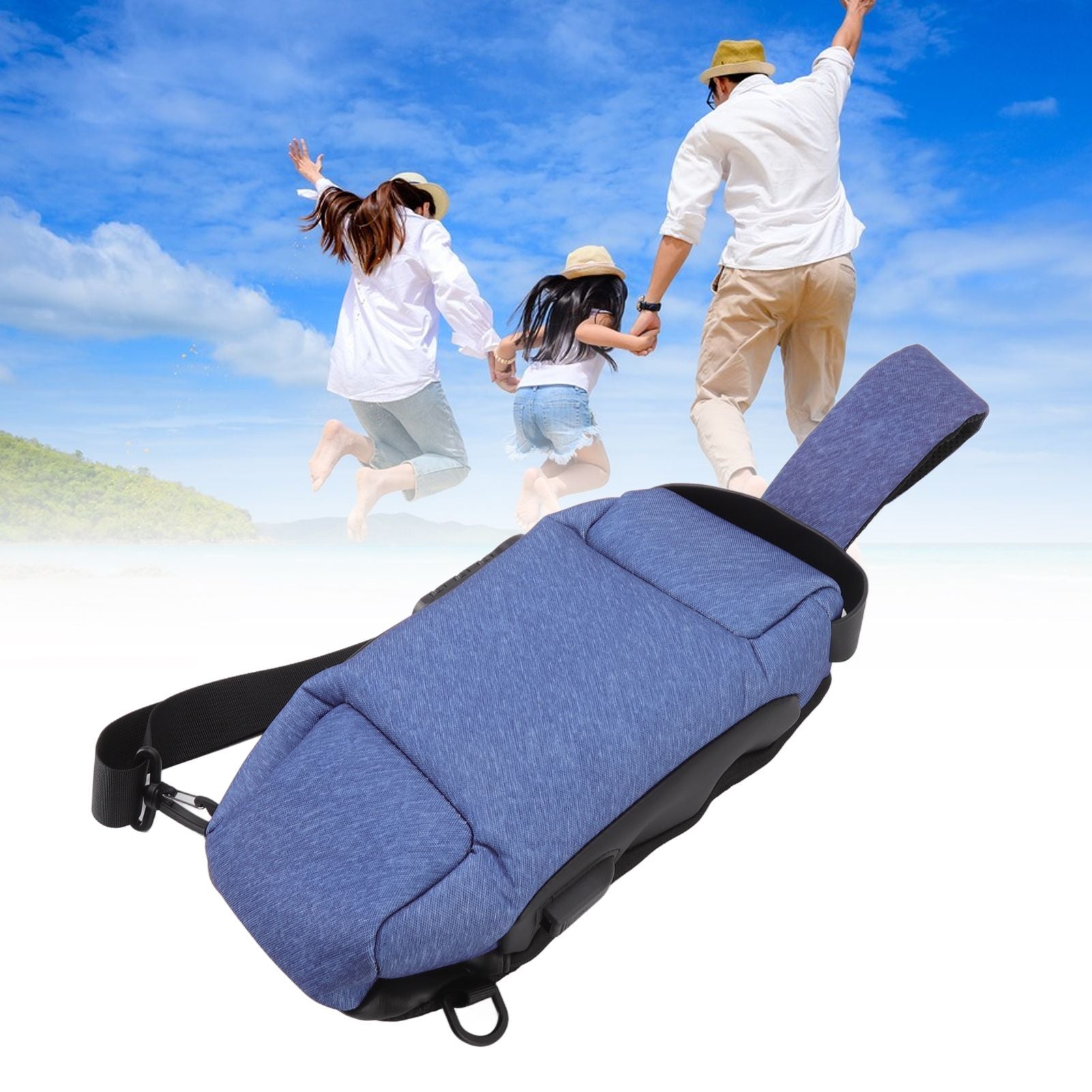 Sling Bag Waterproof Anti Theft with Combination Lock Anti Scratch Sports Single Shoulder Chest Bag Blue V1294-YM3117220231812-0421