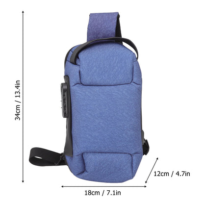 Sling Bag Waterproof Anti Theft with Combination Lock Anti Scratch Sports Single Shoulder Chest Bag Blue V1294-YM3117220231812-0421