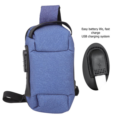 Sling Bag Waterproof Anti Theft with Combination Lock Anti Scratch Sports Single Shoulder Chest Bag Blue V1294-YM3117220231812-0421