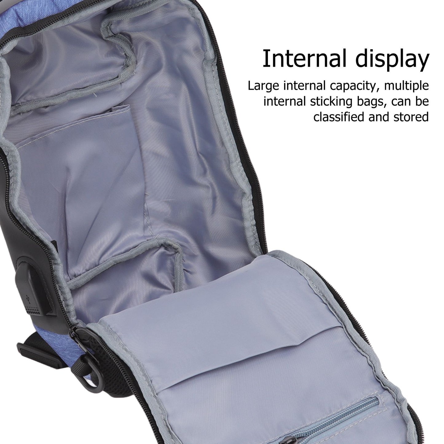 Sling Bag Waterproof Anti Theft with Combination Lock Anti Scratch Sports Single Shoulder Chest Bag Blue V1294-YM3117220231812-0421