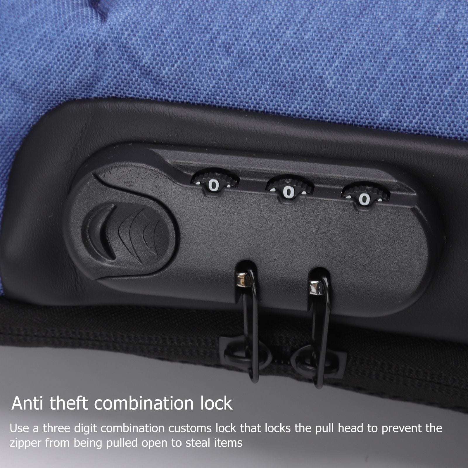 Sling Bag Waterproof Anti Theft with Combination Lock Anti Scratch Sports Single Shoulder Chest Bag Blue V1294-YM3117220231812-0421
