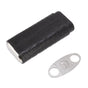 Cigar Leather Case Cedarwood Liner Portable 3pcs Cigar Holder Cigar Humidor Case with Cutter for Travel Black V1294-YM3117220233511-0421