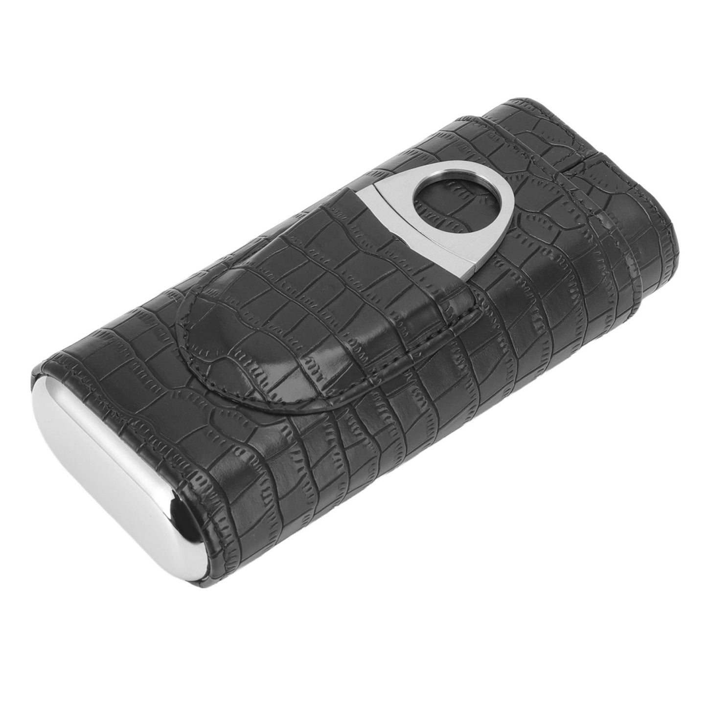 Cigar Leather Case Cedarwood Liner Portable 3pcs Cigar Holder Cigar Humidor Case with Cutter for Travel Black V1294-YM3117220233511-0421