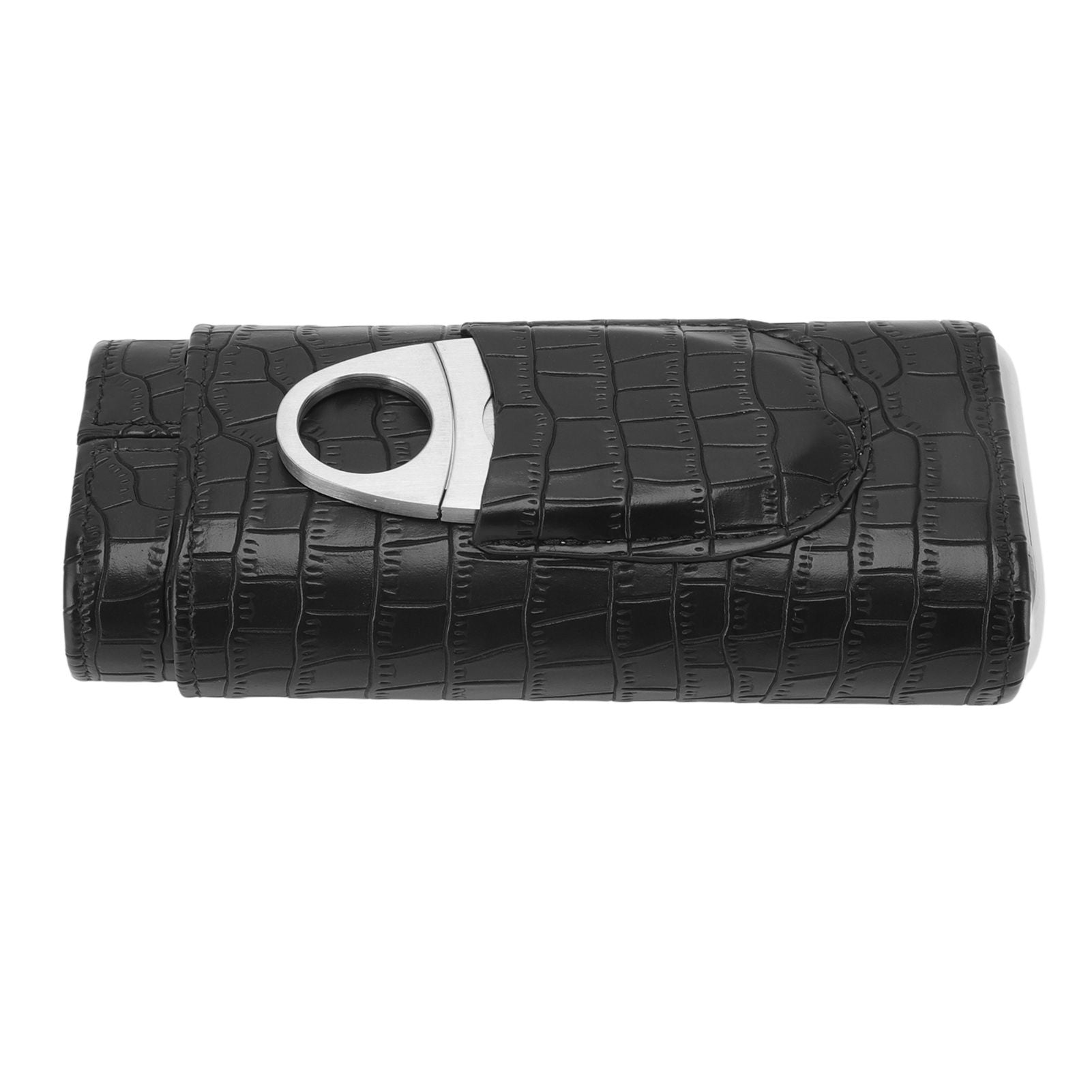 Cigar Leather Case Cedarwood Liner Portable 3pcs Cigar Holder Cigar Humidor Case with Cutter for Travel Black V1294-YM3117220233511-0421