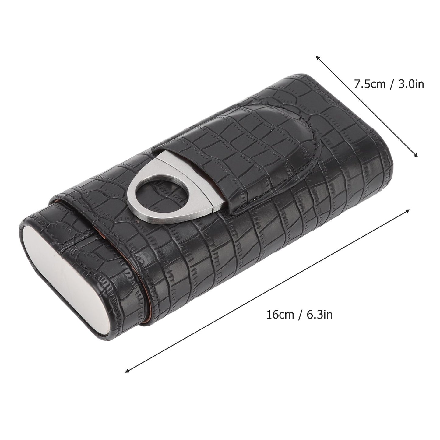 Cigar Leather Case Cedarwood Liner Portable 3pcs Cigar Holder Cigar Humidor Case with Cutter for Travel Black V1294-YM3117220233511-0421