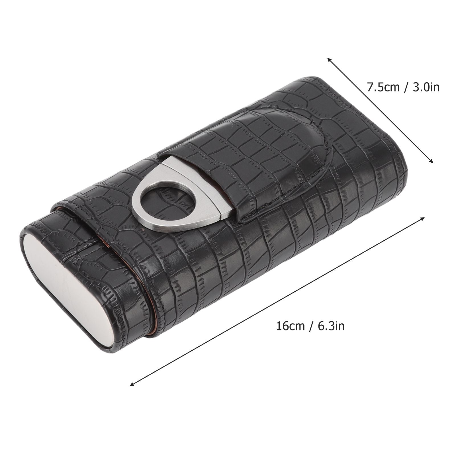 Cigar Leather Case Cedarwood Liner Portable 3pcs Cigar Holder Cigar Humidor Case with Cutter for Travel Black V1294-YM3117220233511-0421