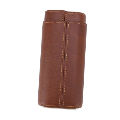 3 Finger Cigar Case Leather Cedarwood Lining Travel Portable Cigar Holder with Scissor Brown V1294-YM3117220233611-0421