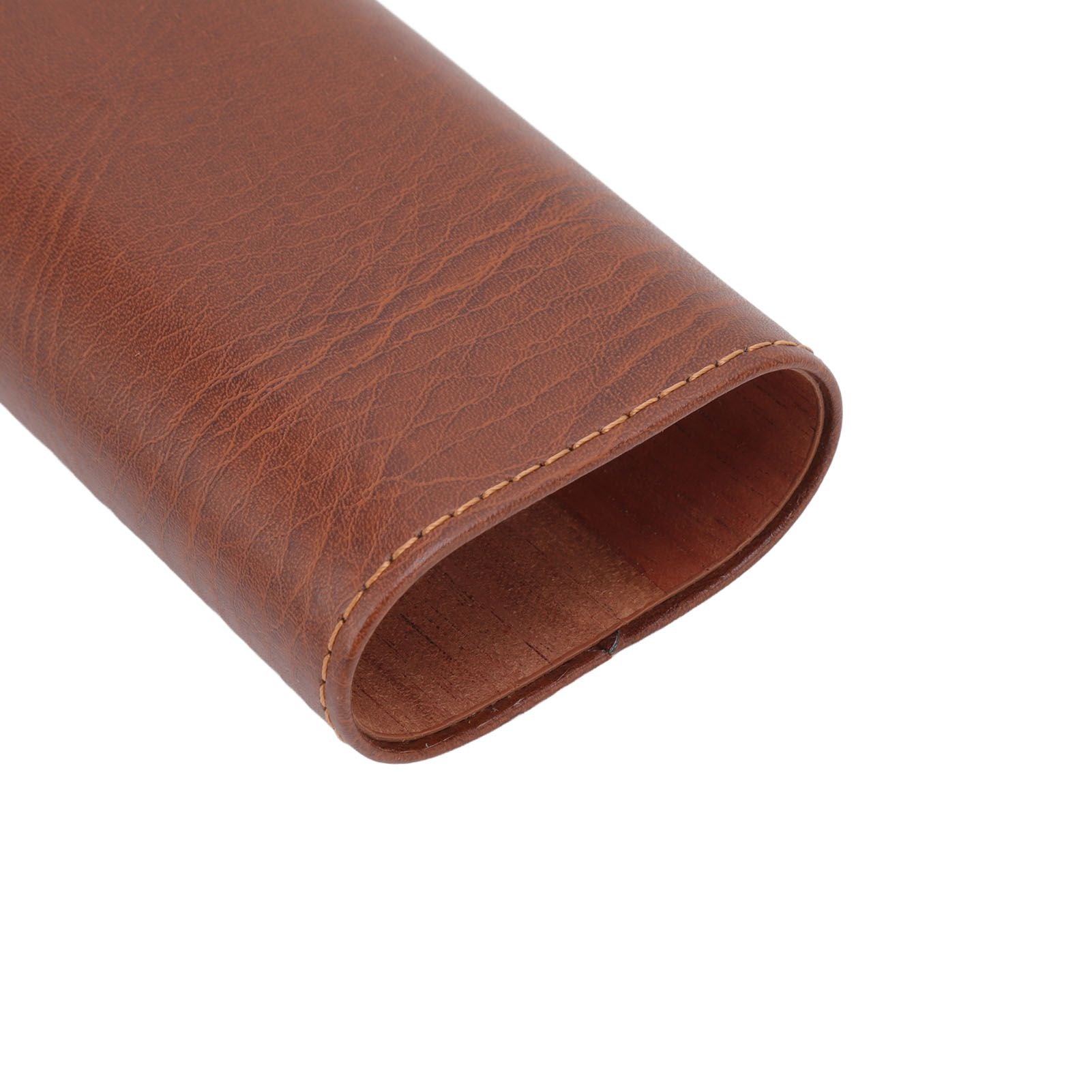 3 Finger Cigar Case Leather Cedarwood Lining Travel Portable Cigar Holder with Scissor Brown V1294-YM3117220233611-0421