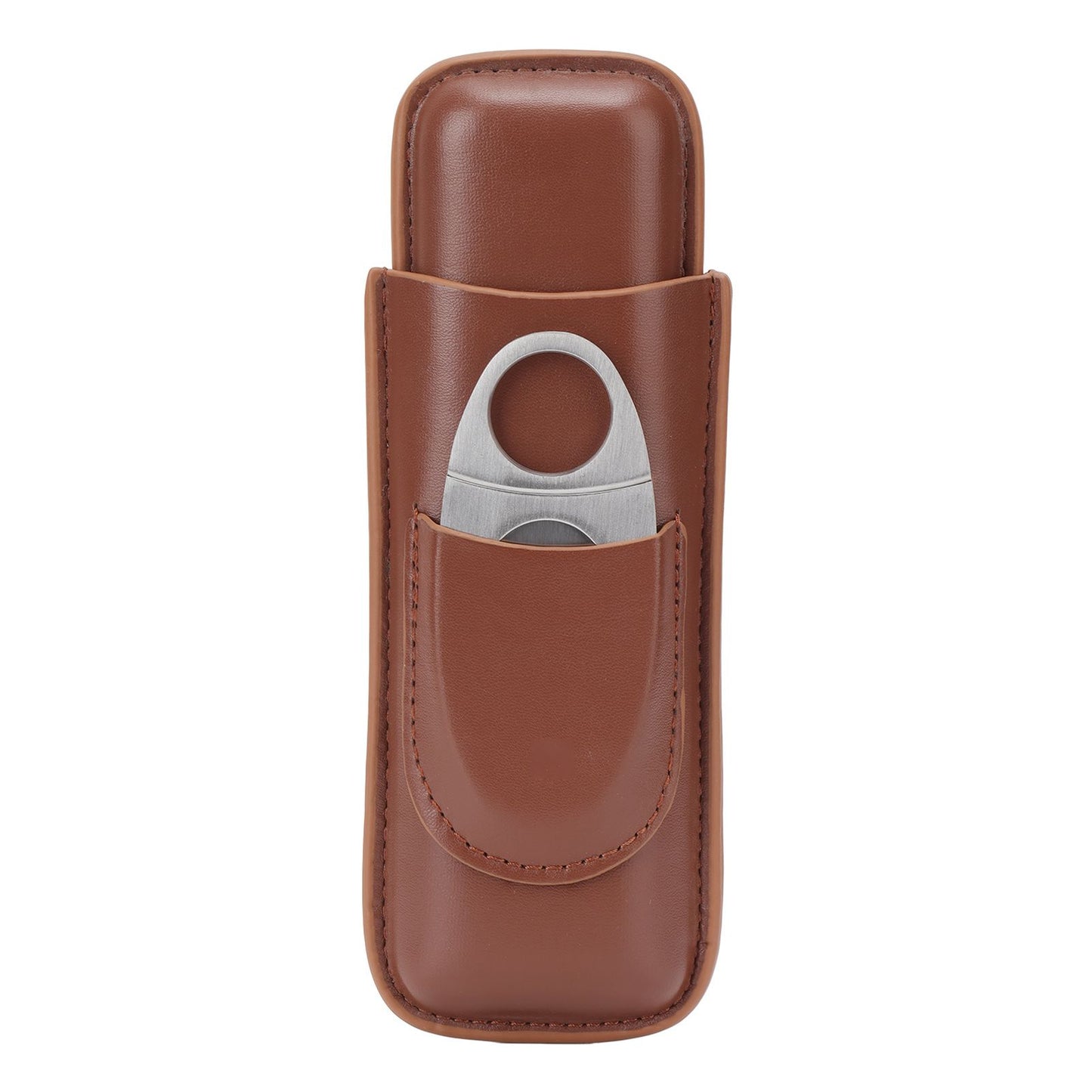 Travel Cigar Case Leather Portable with Cigar Clipper Cigar Holder for 2 Cigars Business Office V1294-YM3117220233711-0421
