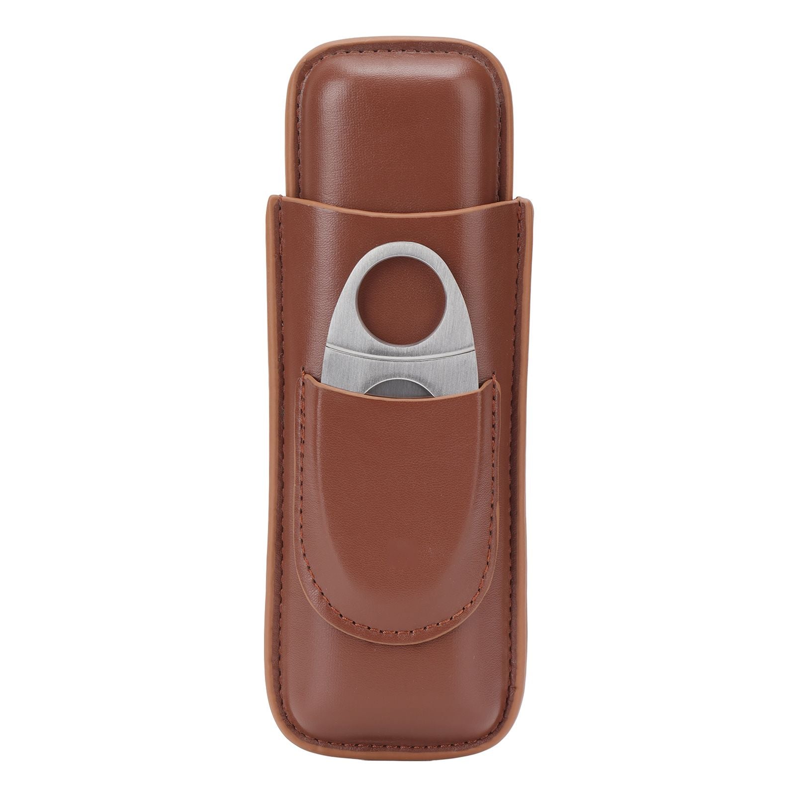 Travel Cigar Case Leather Portable with Cigar Clipper Cigar Holder for 2 Cigars Business Office V1294-YM3117220233711-0421