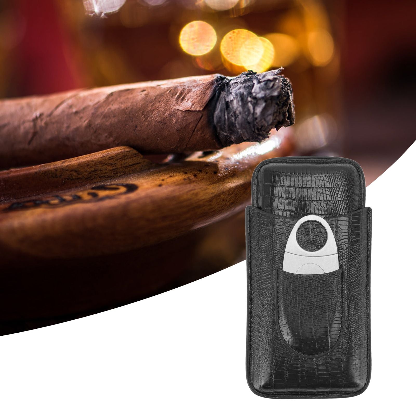 Cigar Leather Case Travel Portable Cigar Holder with Cigar Cutter Accessories Set for Gift Giving V1294-YM3117220233911-0421