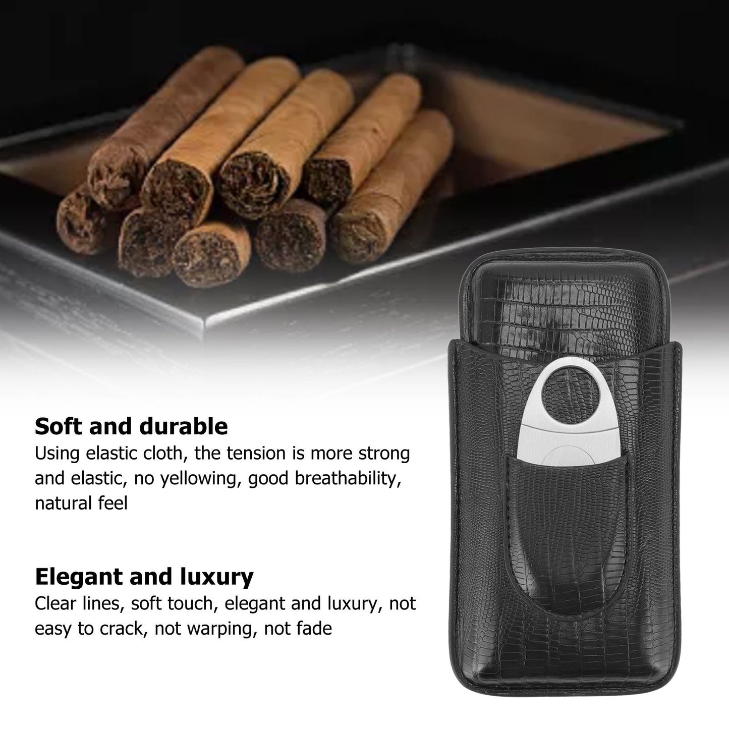 Cigar Leather Case Travel Portable Cigar Holder with Cigar Cutter Accessories Set for Gift Giving V1294-YM3117220233911-0421