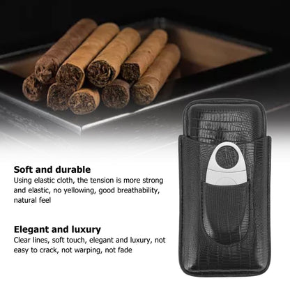 Cigar Leather Case Travel Portable Cigar Holder with Cigar Cutter Accessories Set for Gift Giving V1294-YM3117220233911-0421