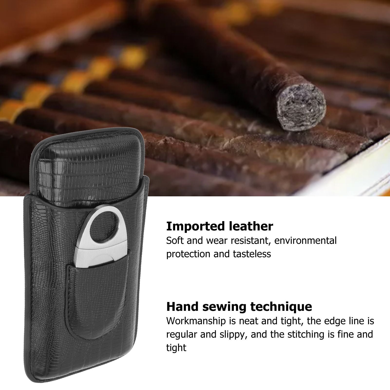 Cigar Leather Case Travel Portable Cigar Holder with Cigar Cutter Accessories Set for Gift Giving V1294-YM3117220233911-0421