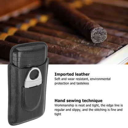 Cigar Leather Case Travel Portable Cigar Holder with Cigar Cutter Accessories Set for Gift Giving V1294-YM3117220233911-0421