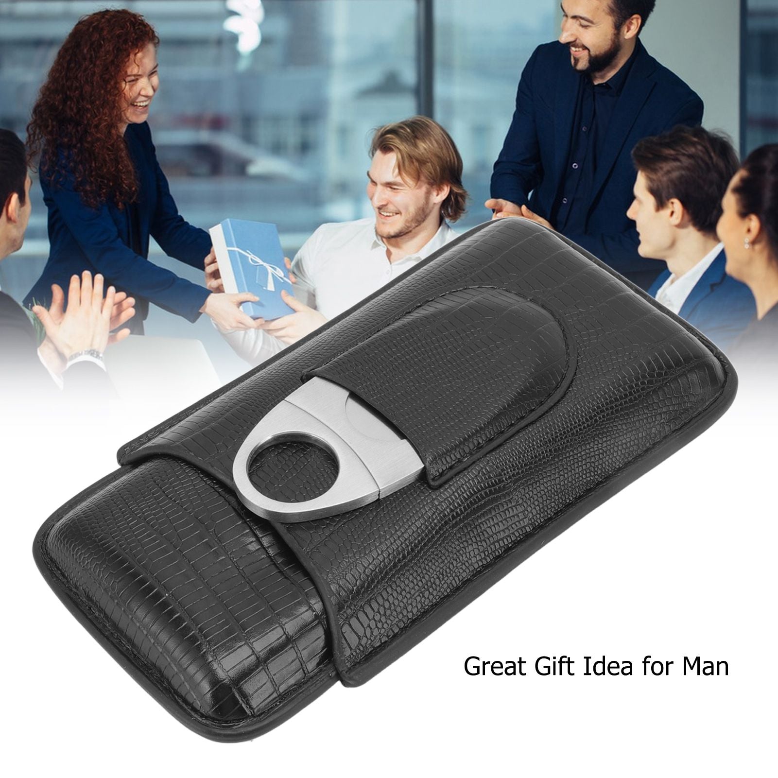 Cigar Leather Case Travel Portable Cigar Holder with Cigar Cutter Accessories Set for Gift Giving V1294-YM3117220233911-0421