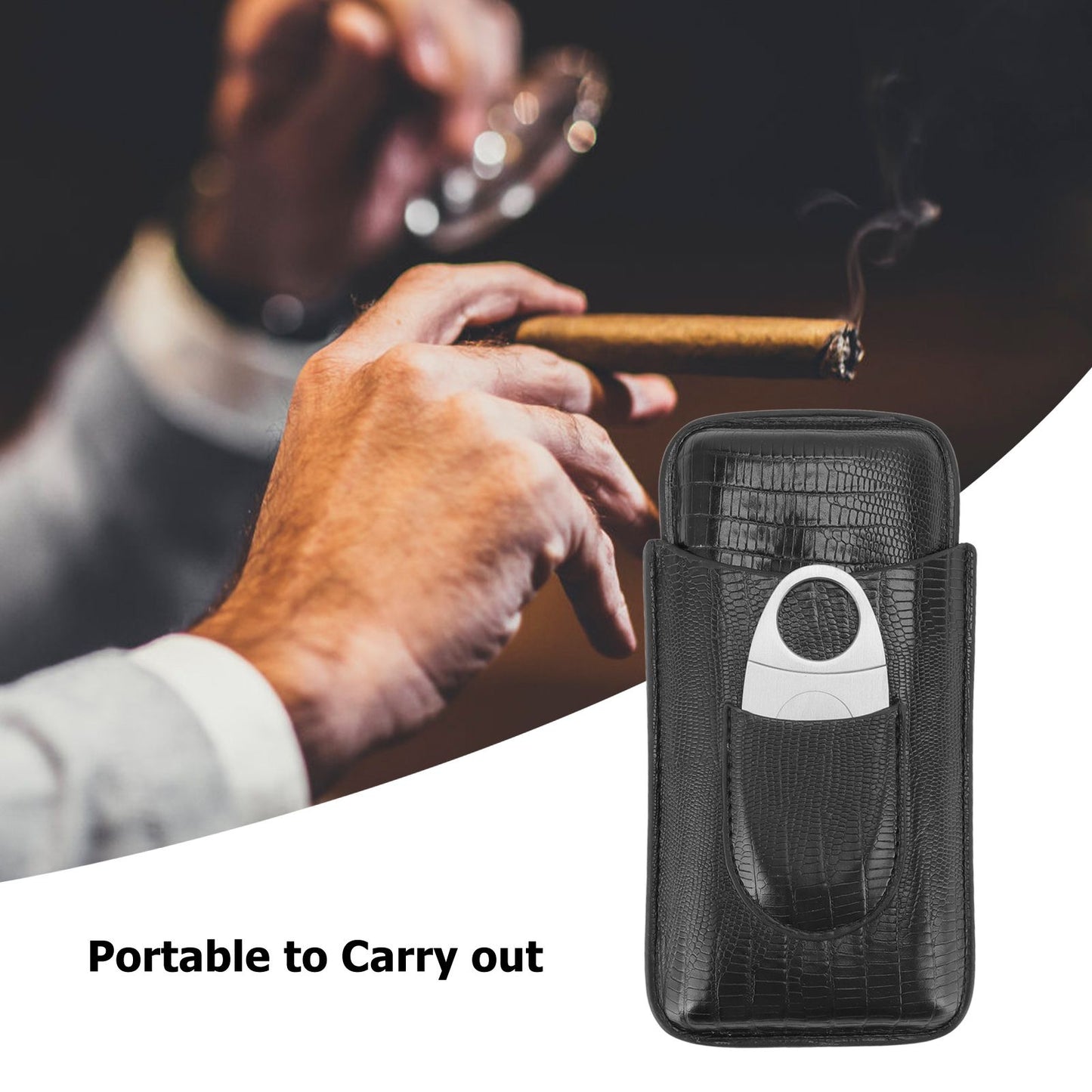 Cigar Leather Case Travel Portable Cigar Holder with Cigar Cutter Accessories Set for Gift Giving V1294-YM3117220233911-0421