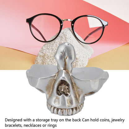 Skull Glasses Stand Decorative Synthetic Resin Statue Eyeglasses Display Holder for Home Office V1294-YM3117220234111-0421
