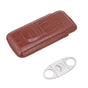 3 Finger Cigar Case High Grade Leather Travel Portable Cigar Holder with Cutter Coffee V1294-YM3117220234611-0421