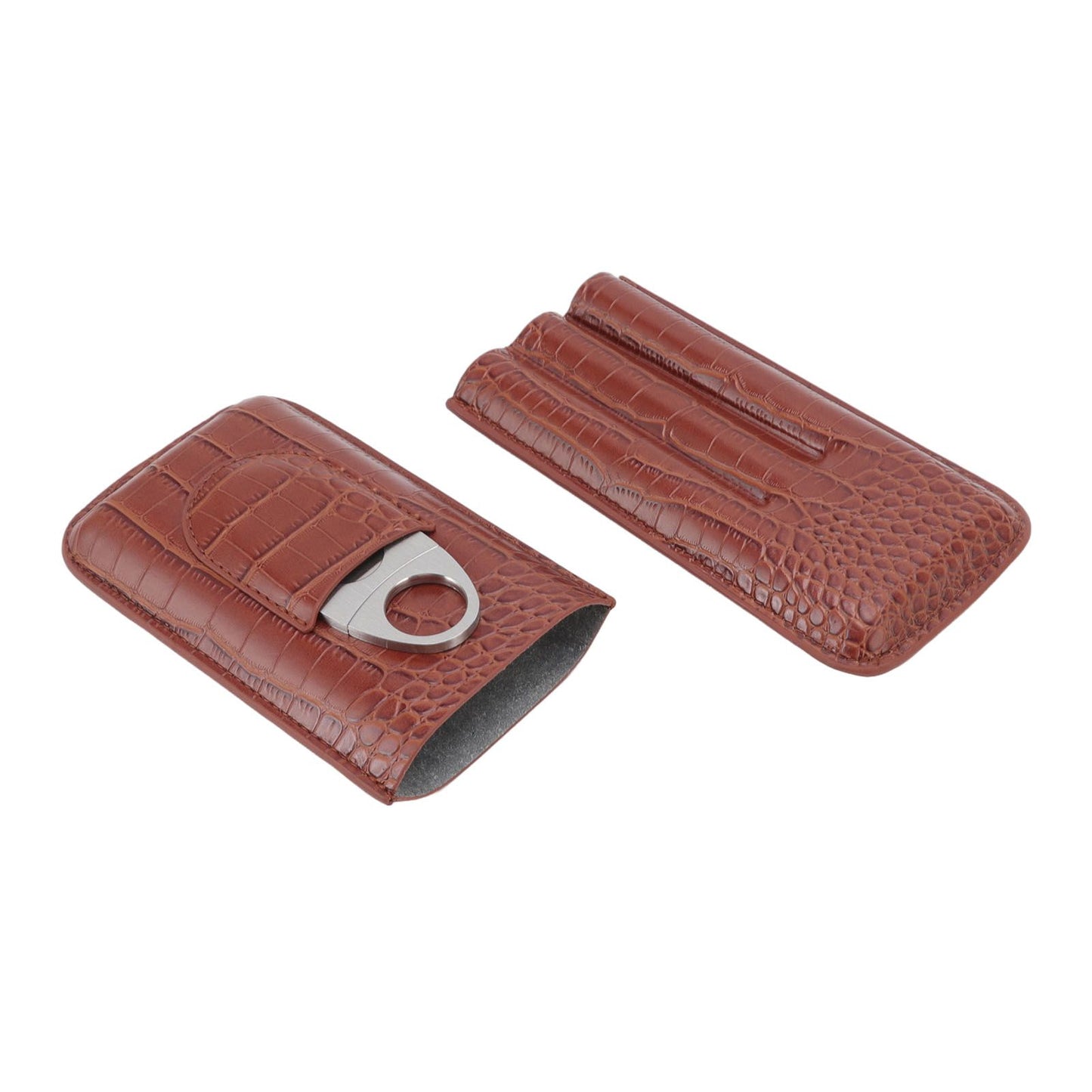 3 Finger Cigar Case High Grade Leather Travel Portable Cigar Holder with Cutter Coffee V1294-YM3117220234611-0421