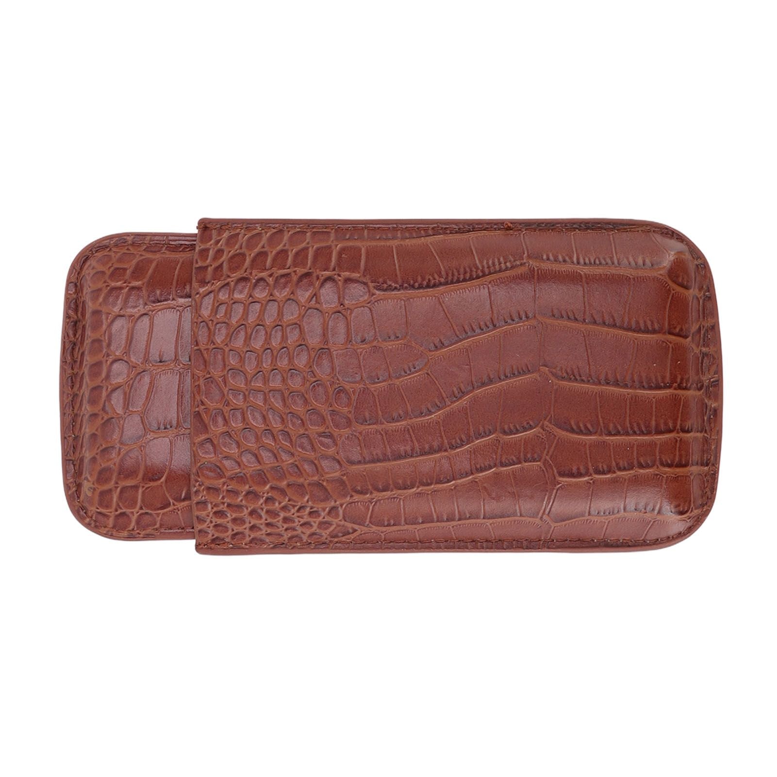 3 Finger Cigar Case High Grade Leather Travel Portable Cigar Holder with Cutter Coffee V1294-YM3117220234611-0421
