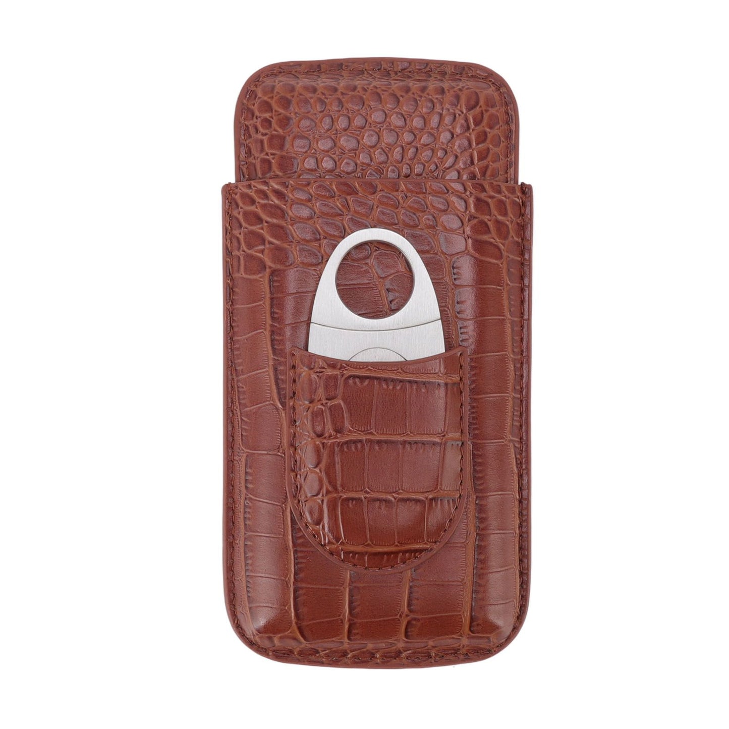 3 Finger Cigar Case High Grade Leather Travel Portable Cigar Holder with Cutter Coffee V1294-YM3117220234611-0421