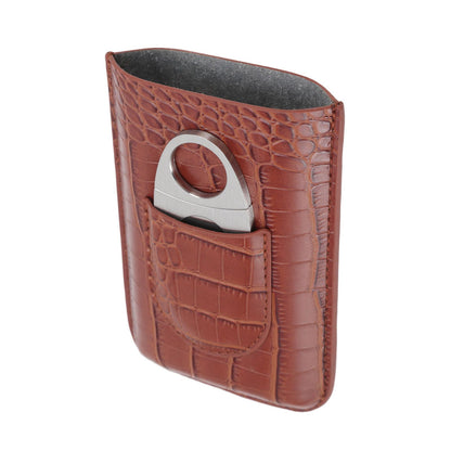 3 Finger Cigar Case High Grade Leather Travel Portable Cigar Holder with Cutter Coffee V1294-YM3117220234611-0421